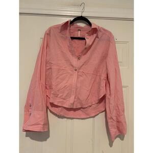 Women's pink Free People blouse sz XL but will fit a S #773